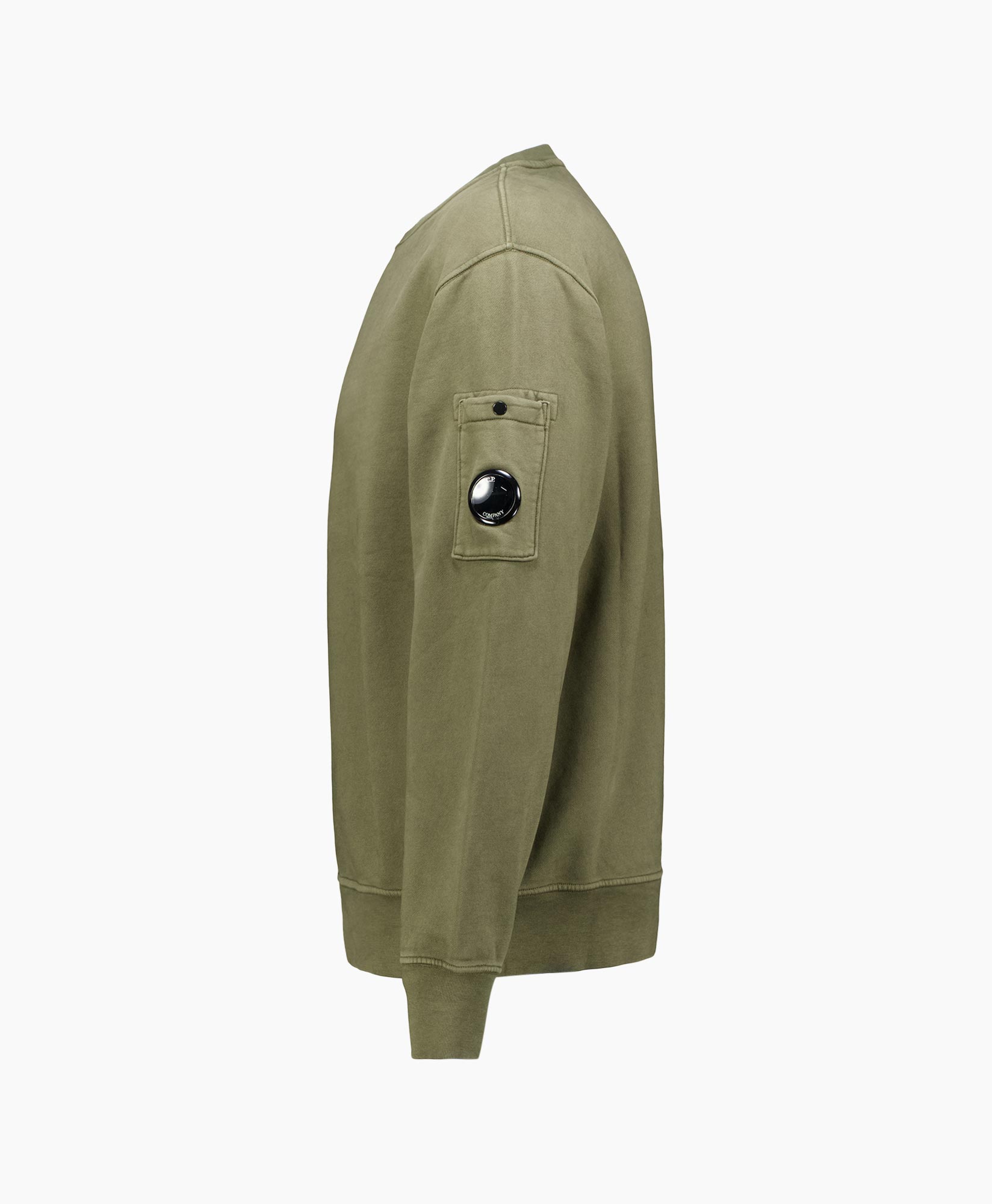 Sweater Diagnal Fleece Crewneck midden groen