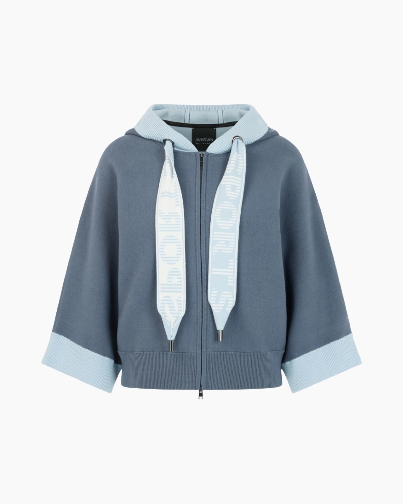 hoodie, Rits, trekzakkoord, blauw, mouwkraag