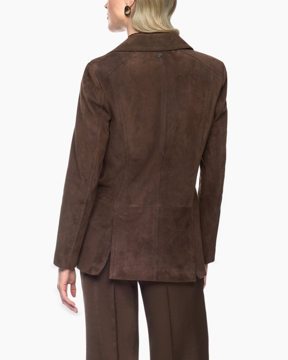 blazer, suede, bruin, jas, broeken