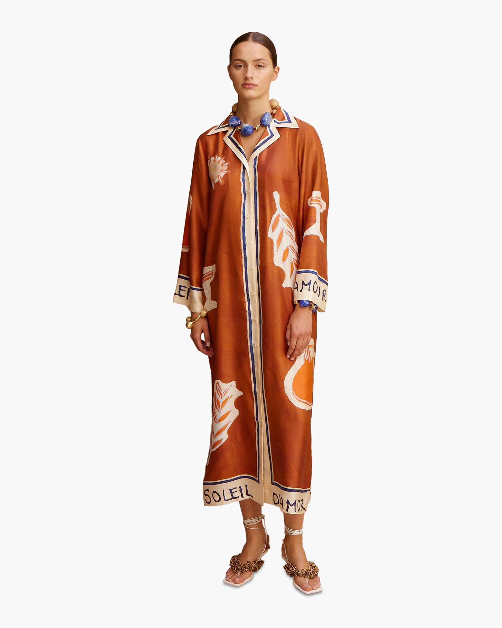 Maxi Jurk Soleil D'amour Silk Roestbruin