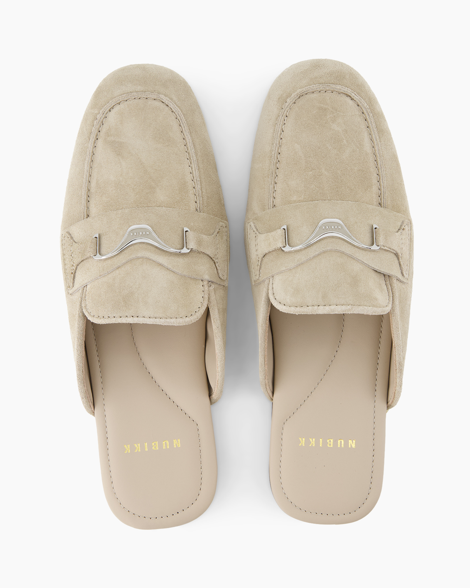 slippers, mules, suede, beige, open-back