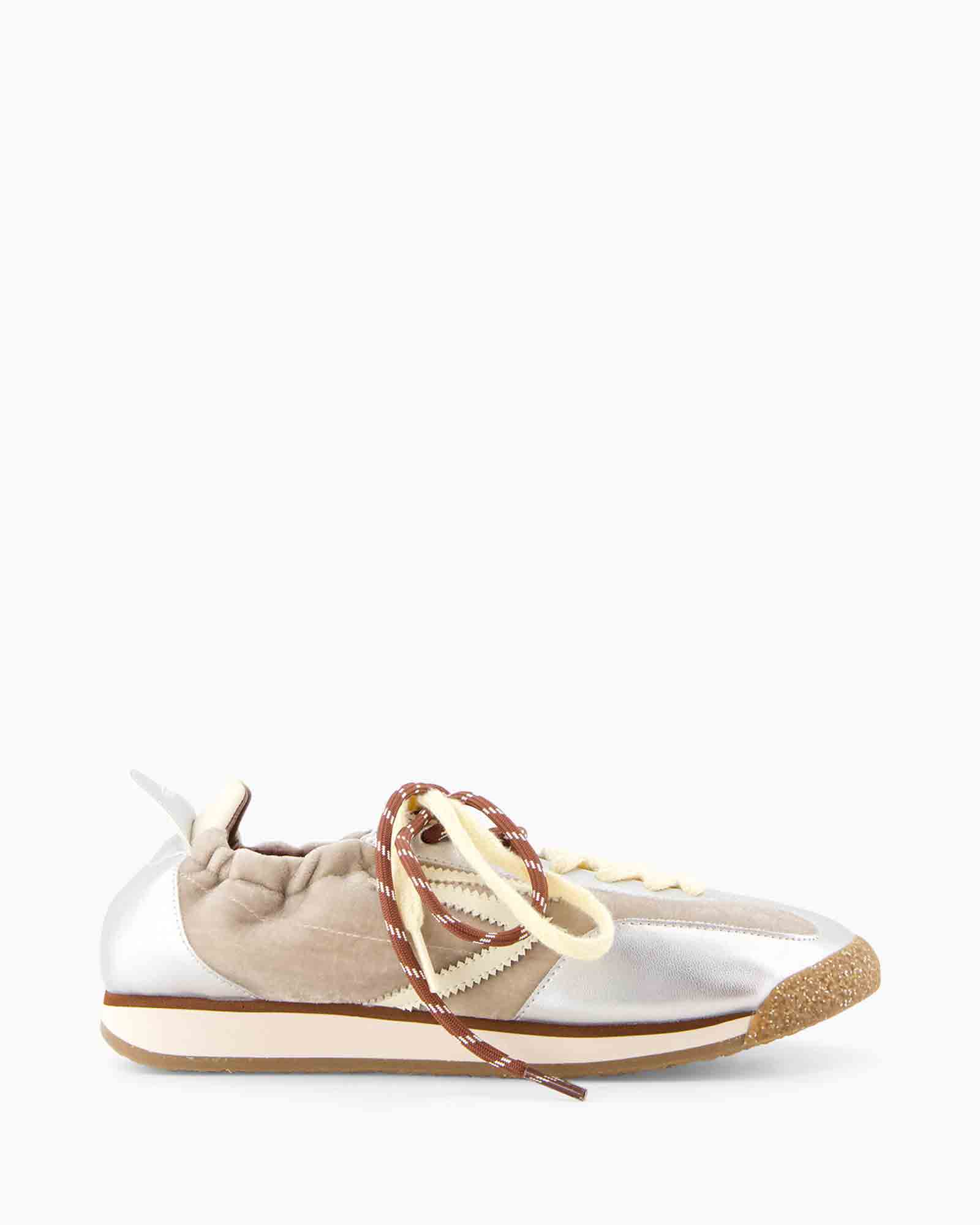 sneaker, veterschoen, canvas, tweekleurig, beige-wit