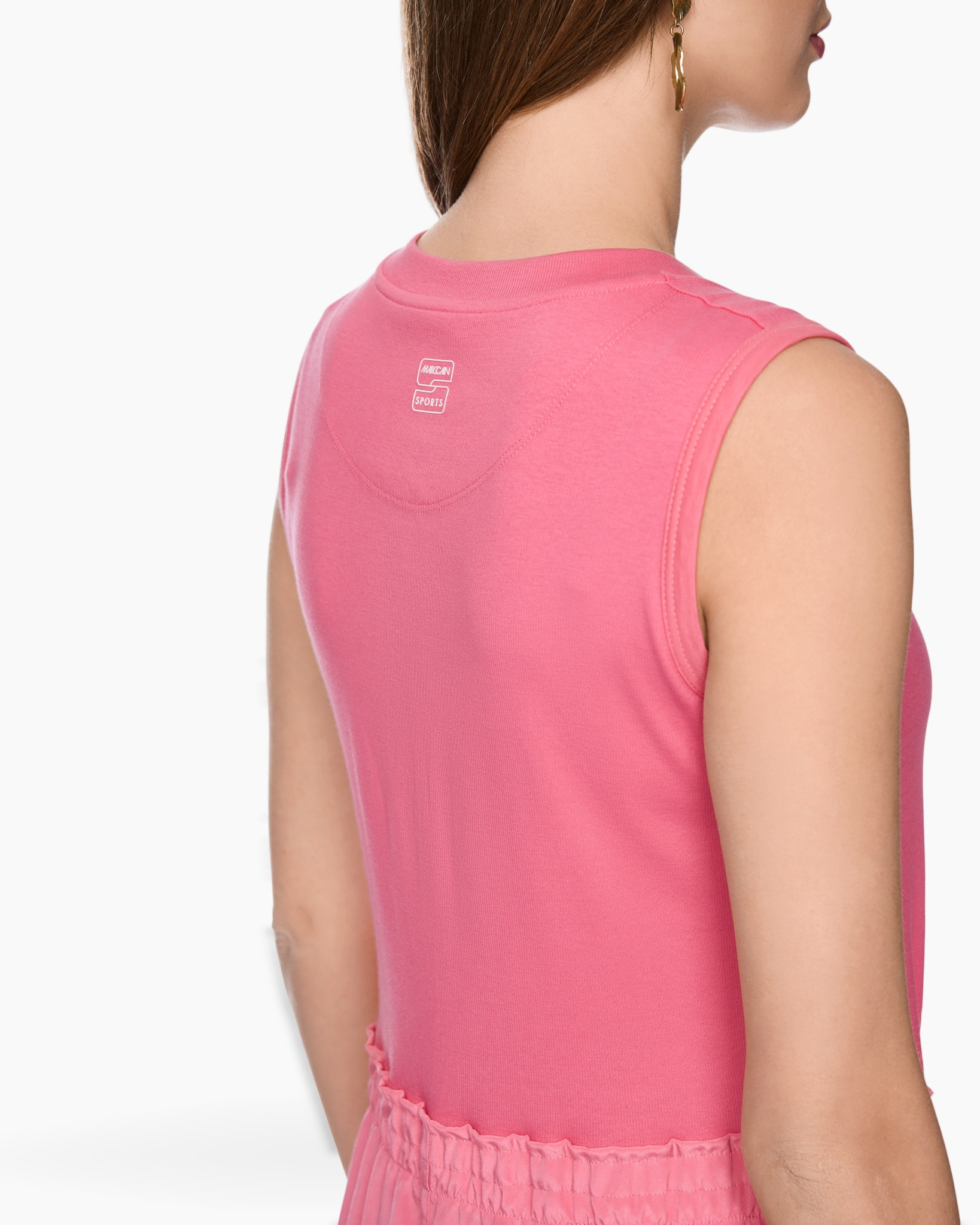 tank top, roze, mouwloos, terugzicht, geribbelde zoom