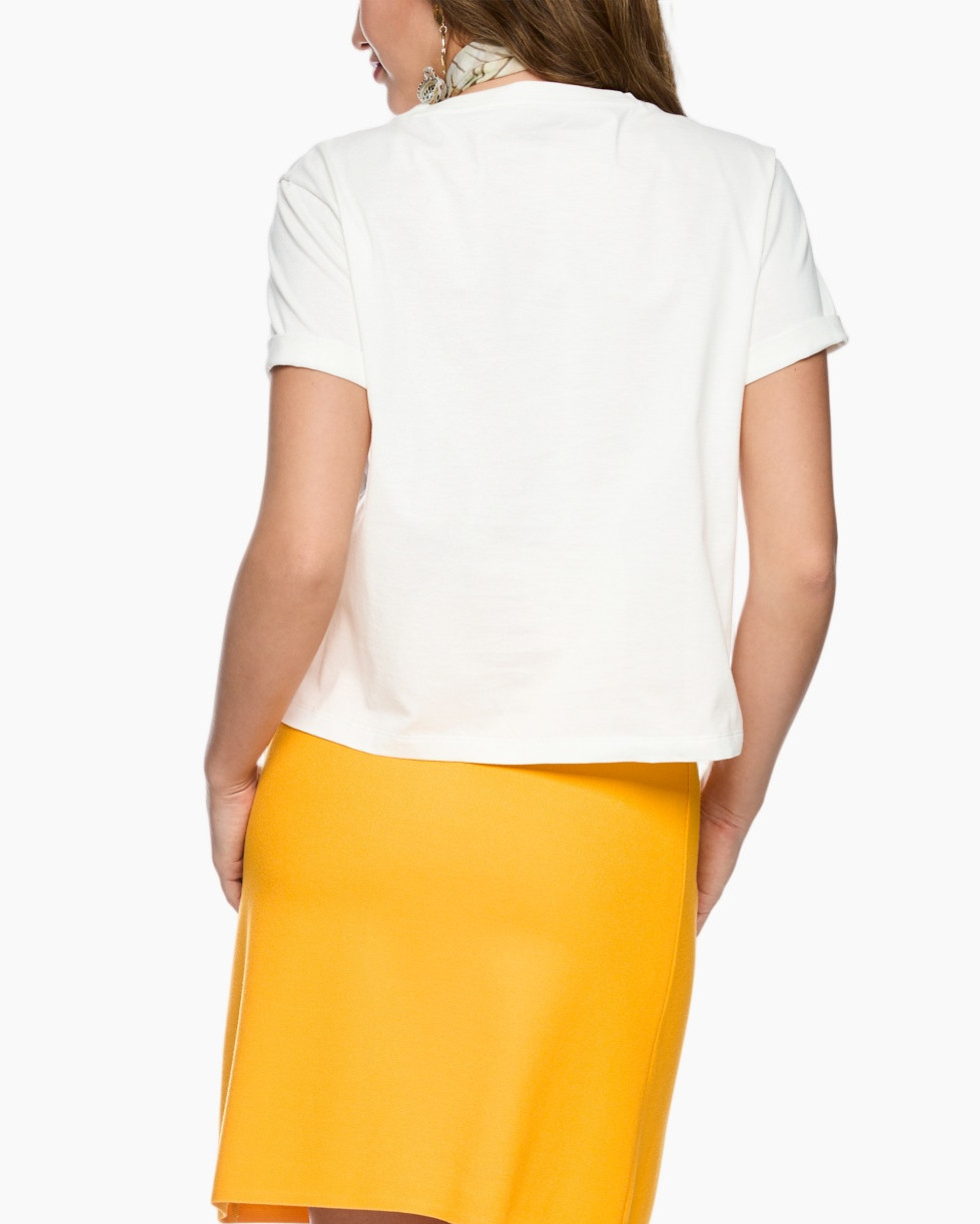 t-shirt, short sleeve, graphic tee, white, scarf accessory