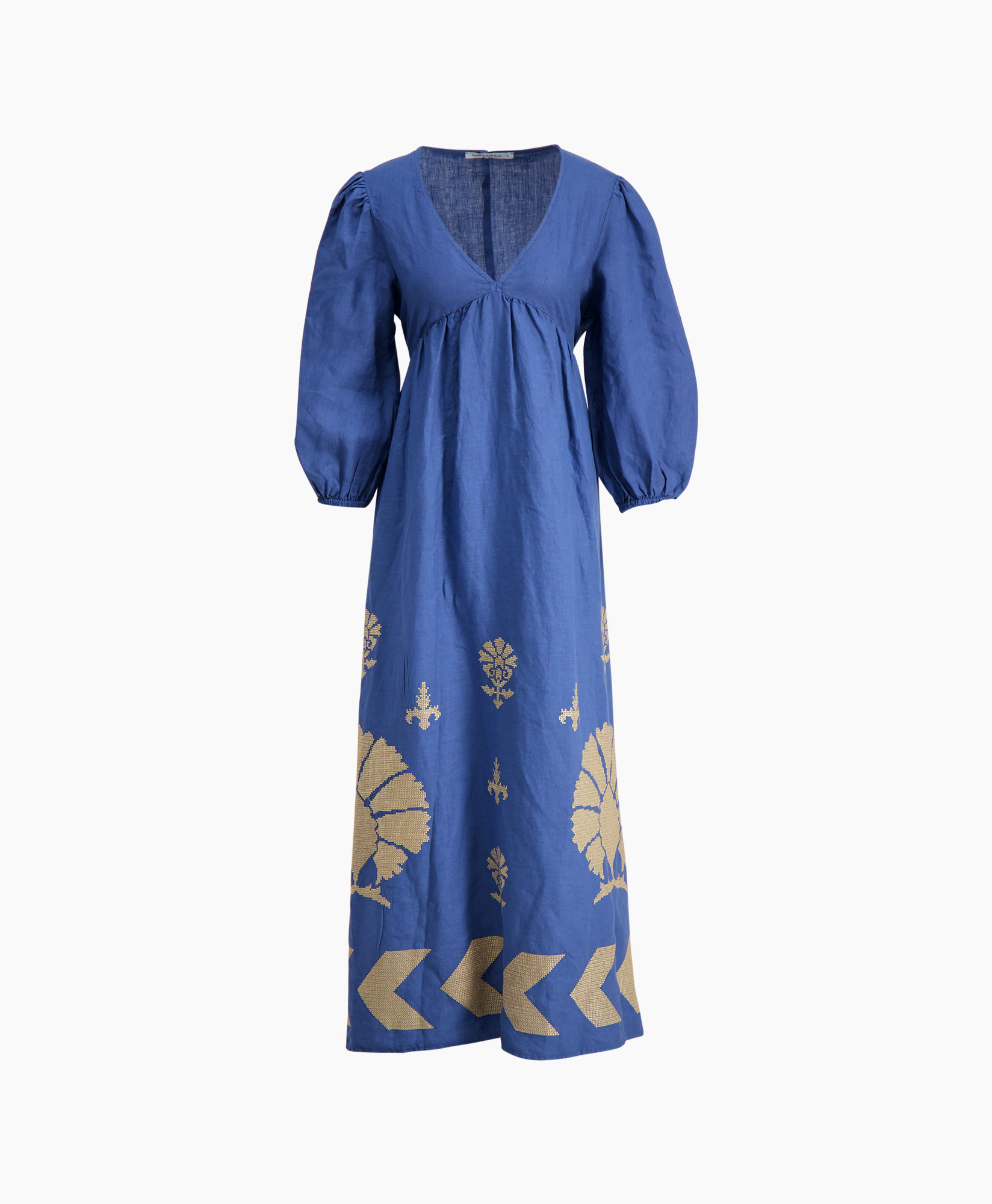 Greek Archaic Kori Maxi Jurk 230224 midden blauw