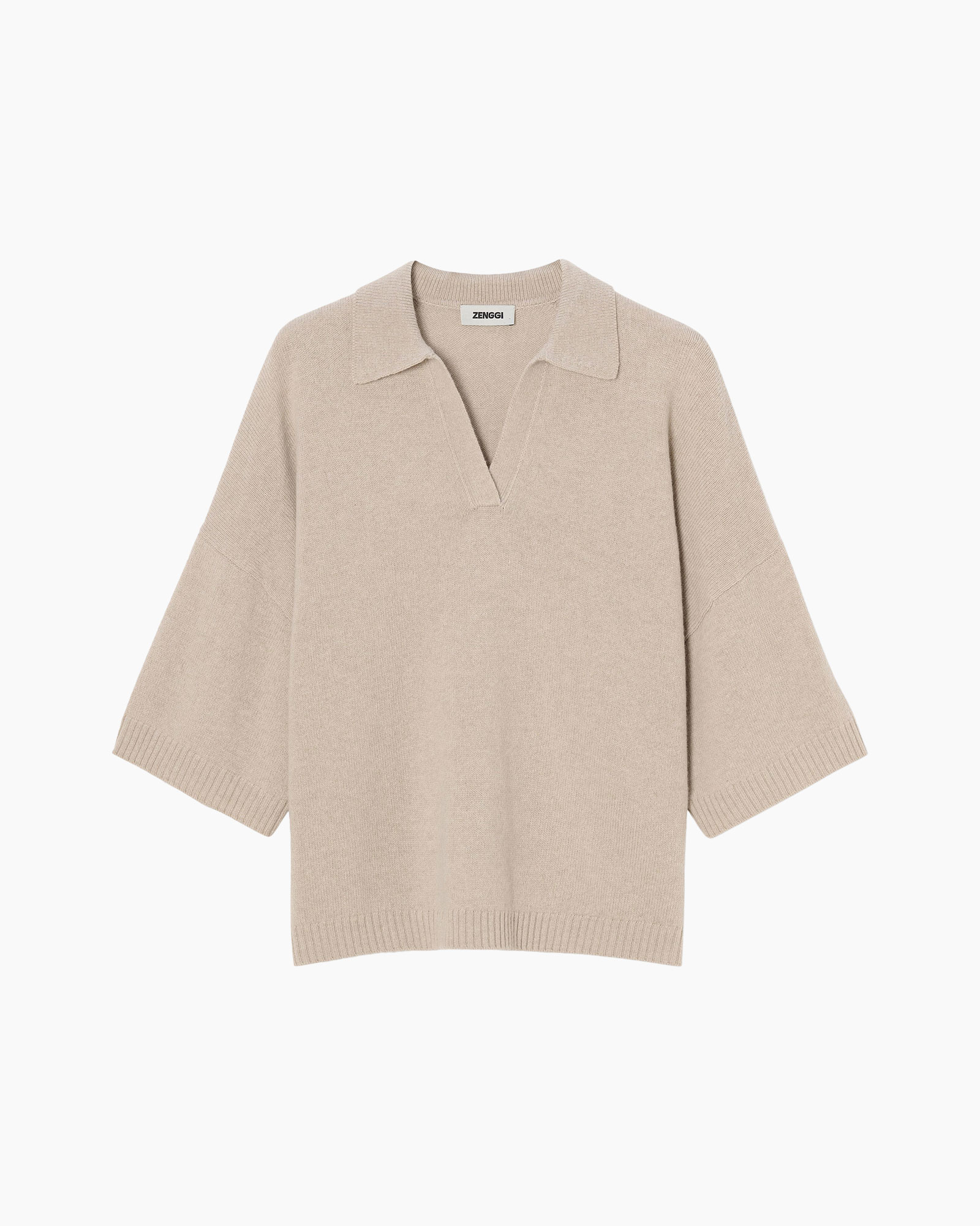 trui,  oversized,  breiwerk,  beige,  polo kraag