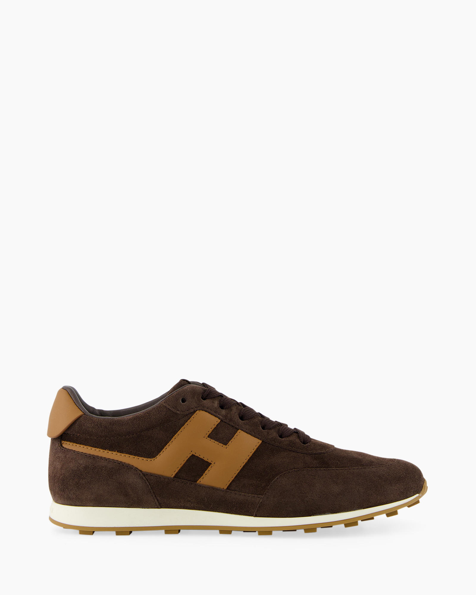 neakers, bruin, suede, veterschoen, logo-loos