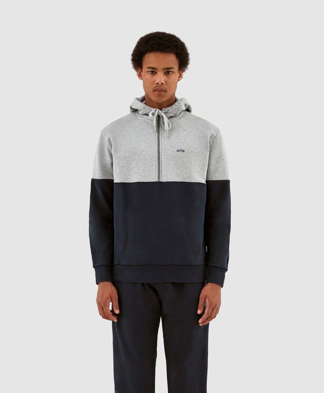 Arte Antwerp Hoodie Colorblock Zipper Grijs