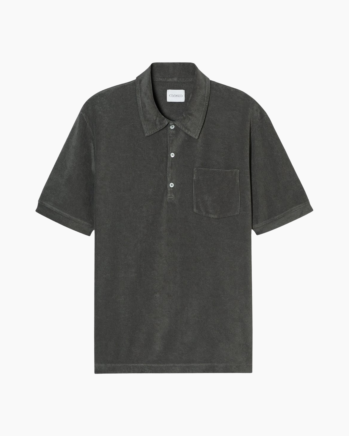 polo shirt, short sleeve,  pocket, dark gray, cotton