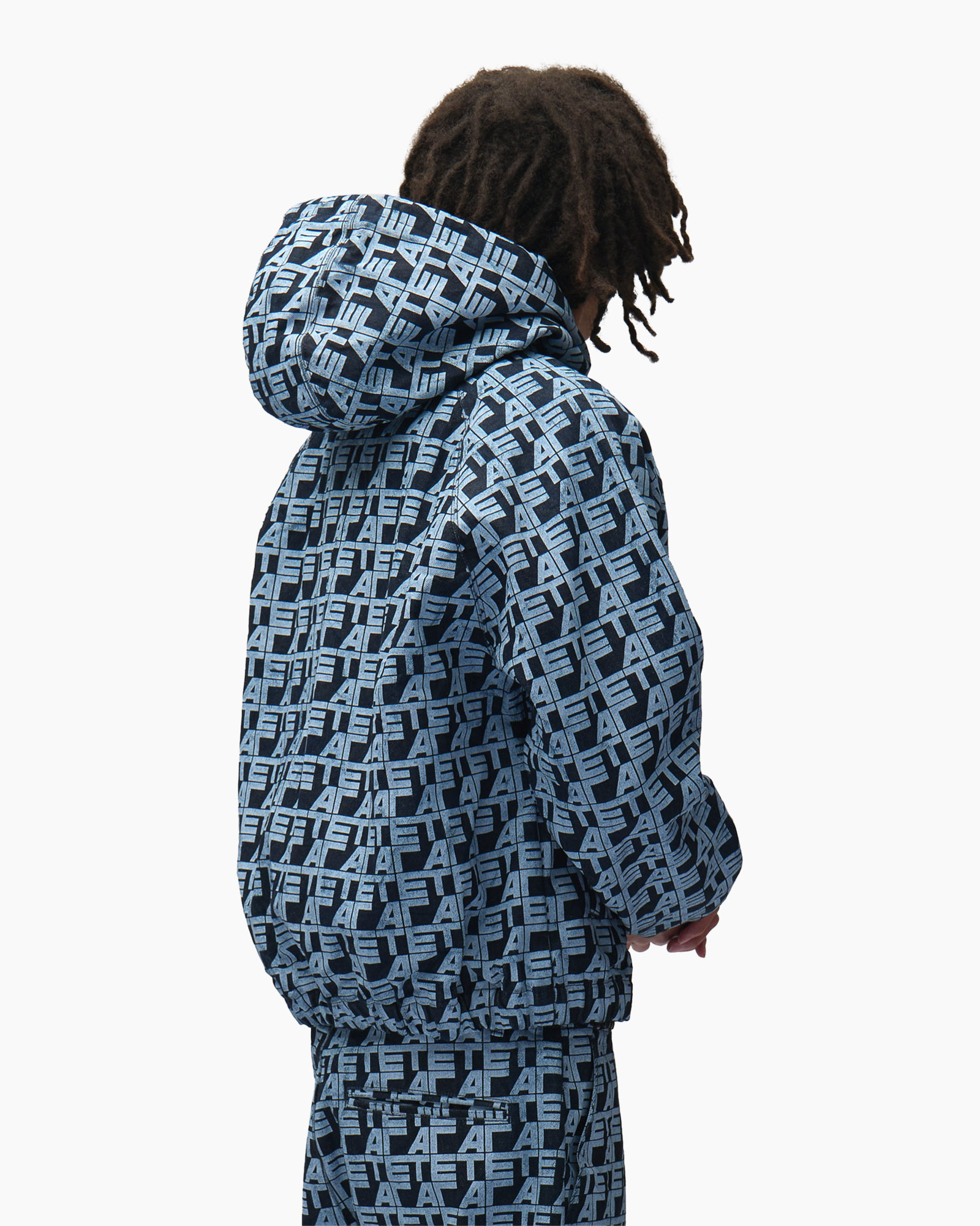 hoodie, jas, rits, patroon, blauw