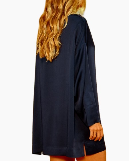 rol neck, top, navy, silhouette, short sleeve