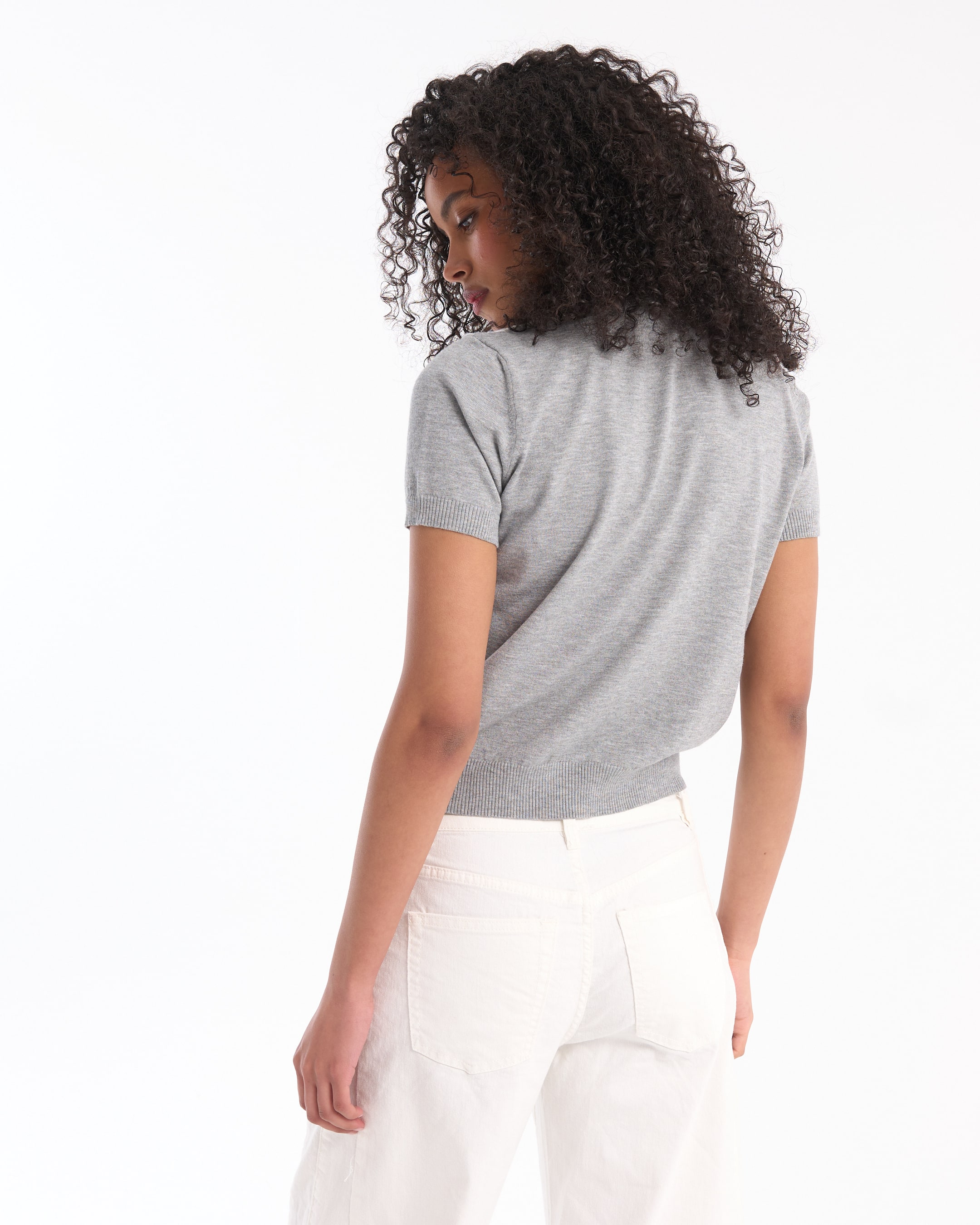 argyle sweater, short sleeve, pink gray white, cropped sweater, knit top