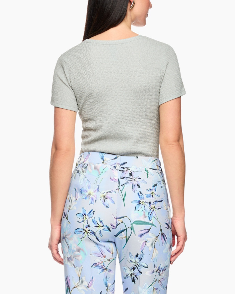 short-sleeve, knit-top, solid, light-green, plant-pattern-pants?