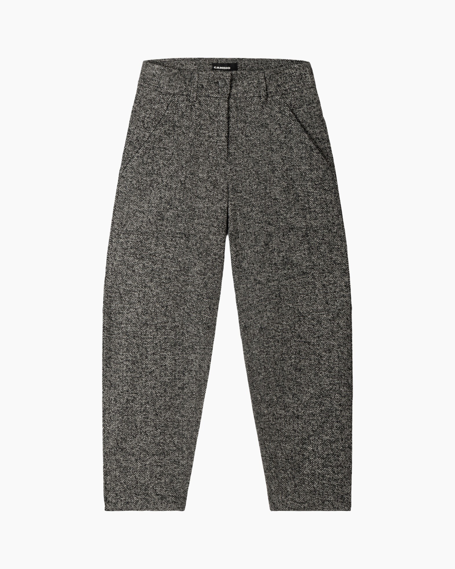 broek, tweed, grijs, broeken, elastic-waist