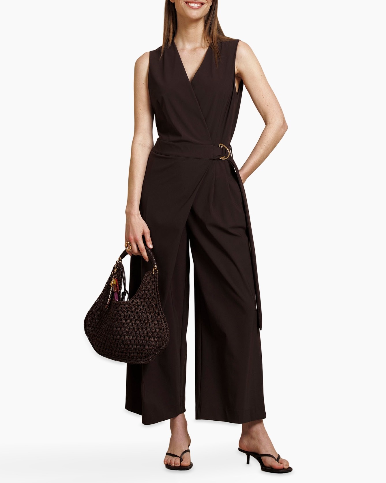 overall, wrap, wide-leg, bruin, riem