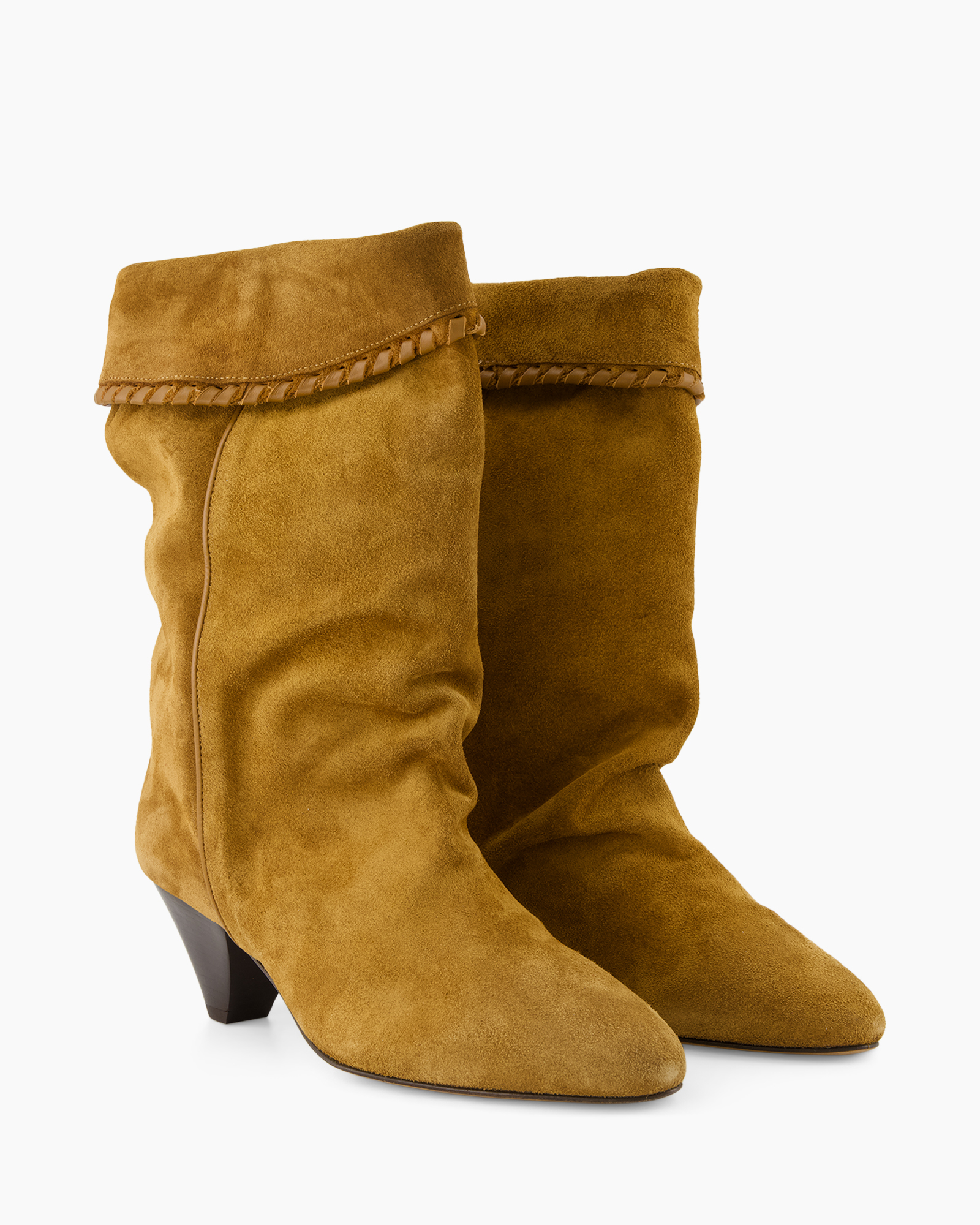 enkellaarsjes, suede, camel, middellaarzen, slouchy