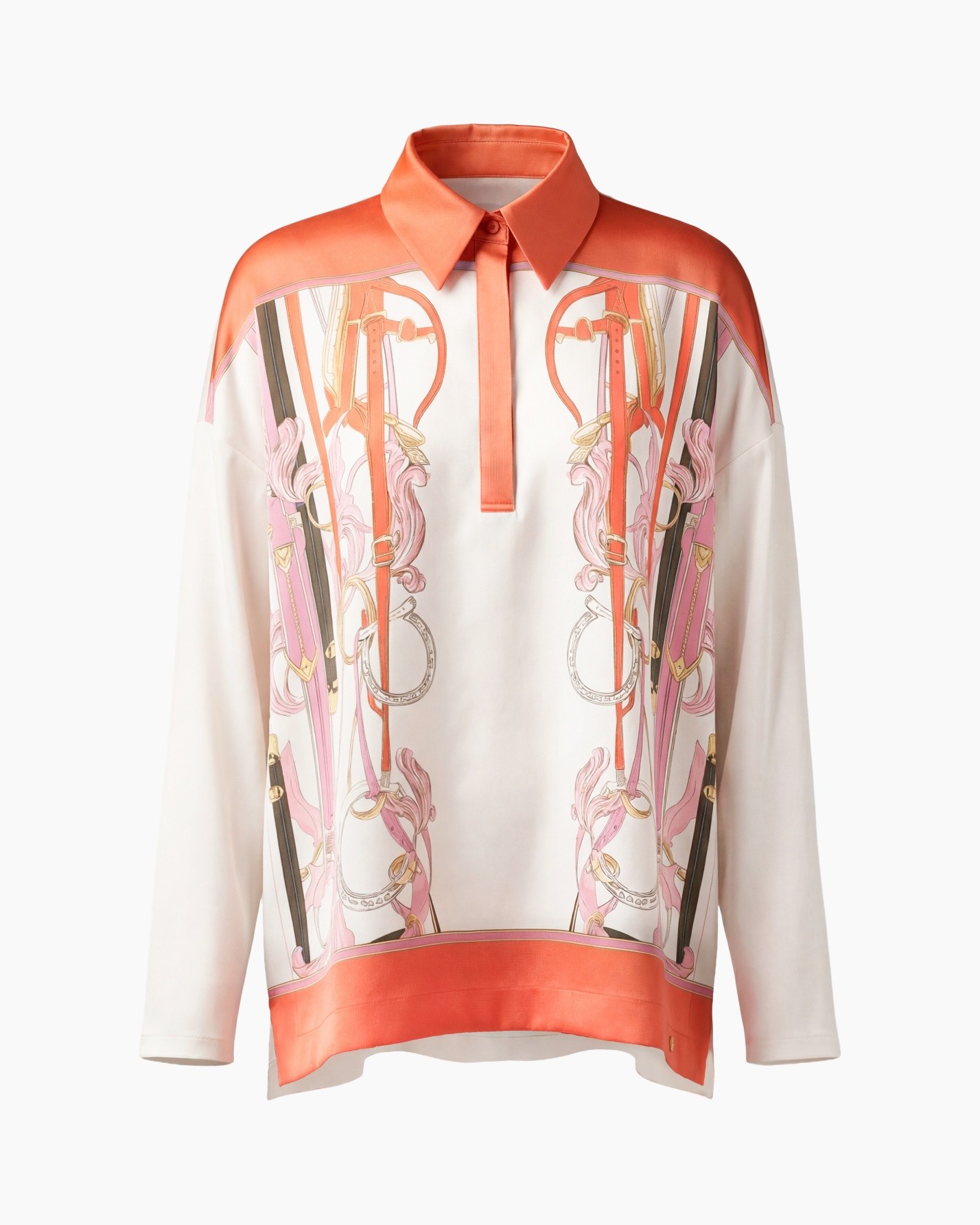 blouse, lange mouw, zijde, patroon, knopenplank