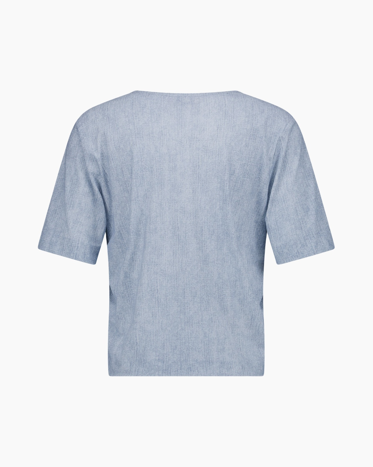 linnen, korte mouwen, lichtblauw, t-shirt, achterkant