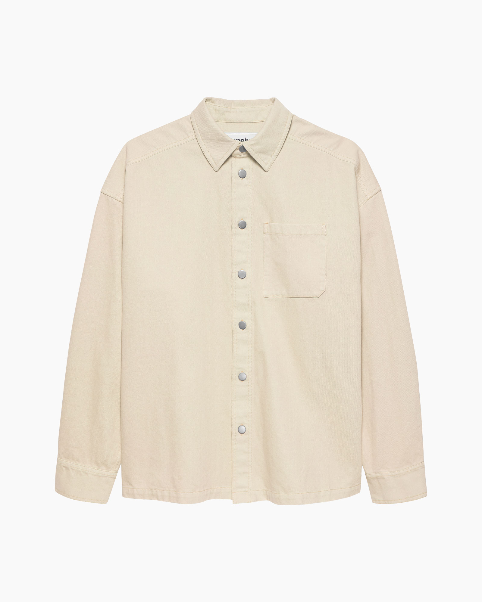 hemd, knopenjas, zak, beige, langemouw