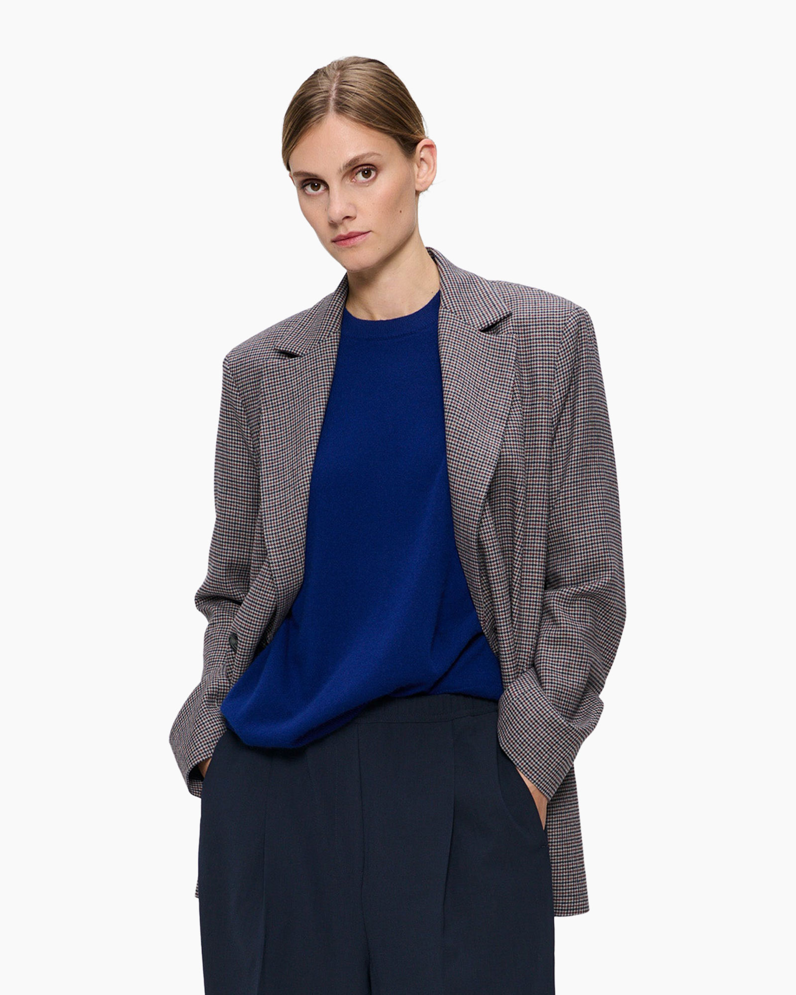 Blazer Mini Check Loose Grijs