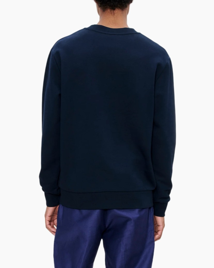 sweater, marineblauw, ronde hals, lange mouwen, logoprint