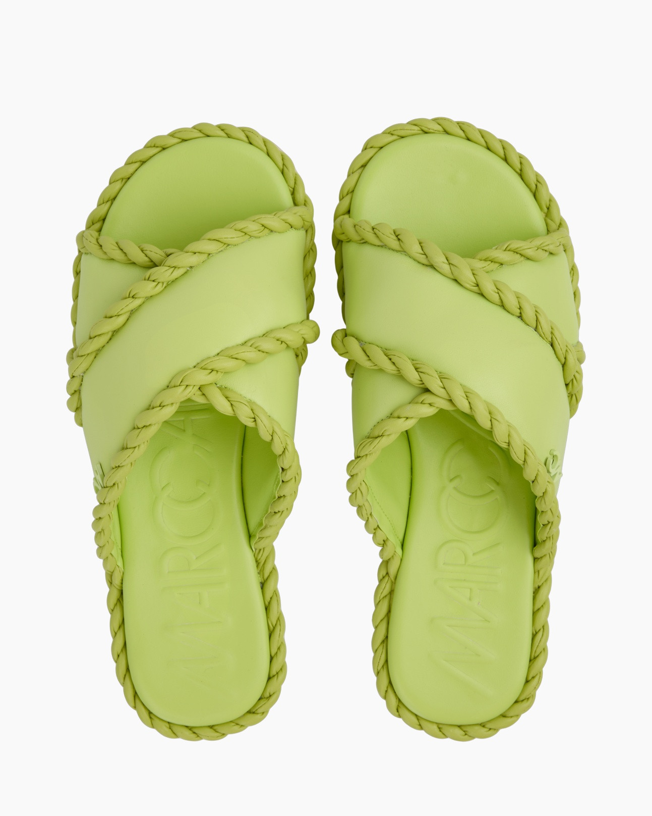 slides, sandals, open toe, double strap, braided edge
