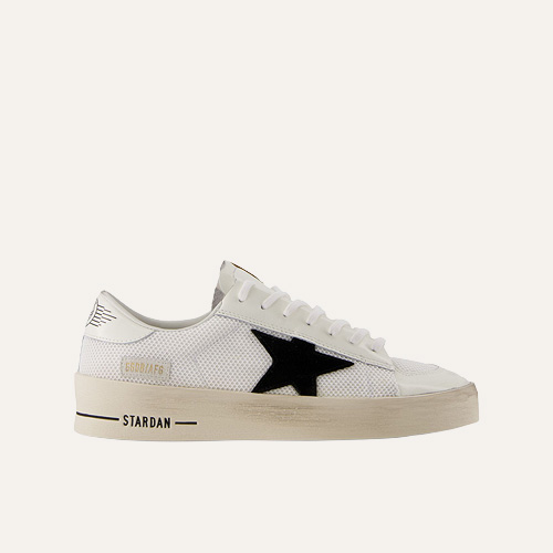 sneaker, wit, mesh, steraccent, platformzool