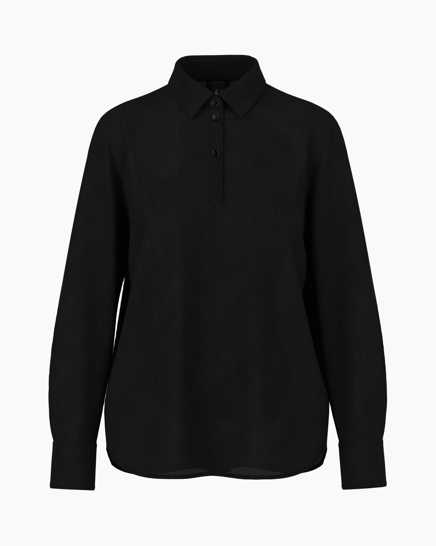 zwart, polo, lange mouw, shirt, effen kleur