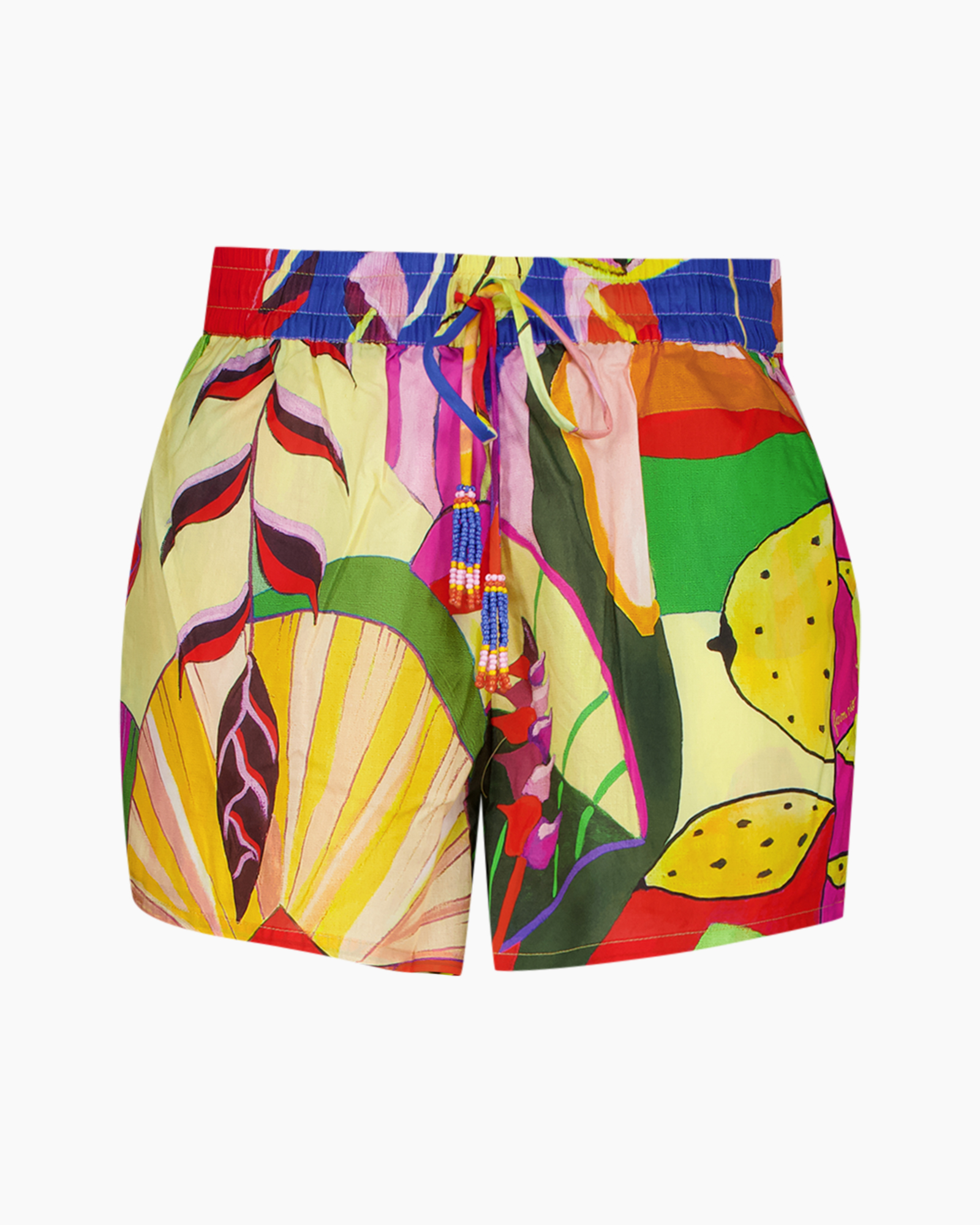 swim trunks, board shorts, colorful pattern, drawstring, shorts