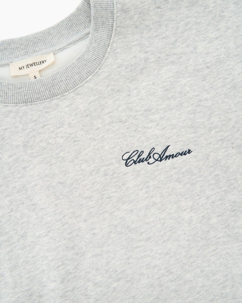 crewtneck, sweatshirt, borduring embroidery?, lichtgrijs?, logo