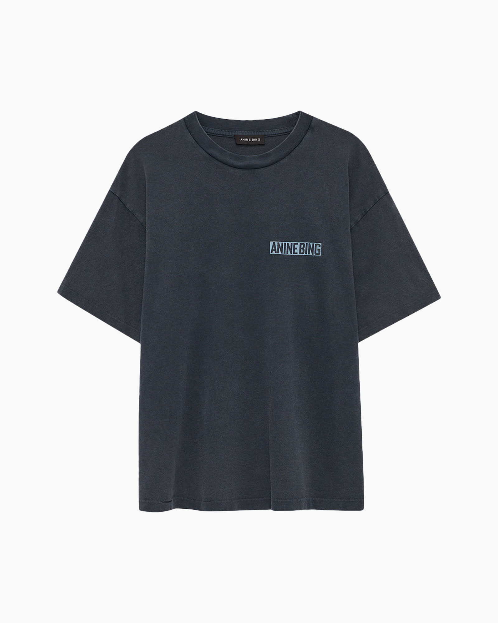 t-shirt, korte mouw, crewnek, donkergrijs, logo op borst