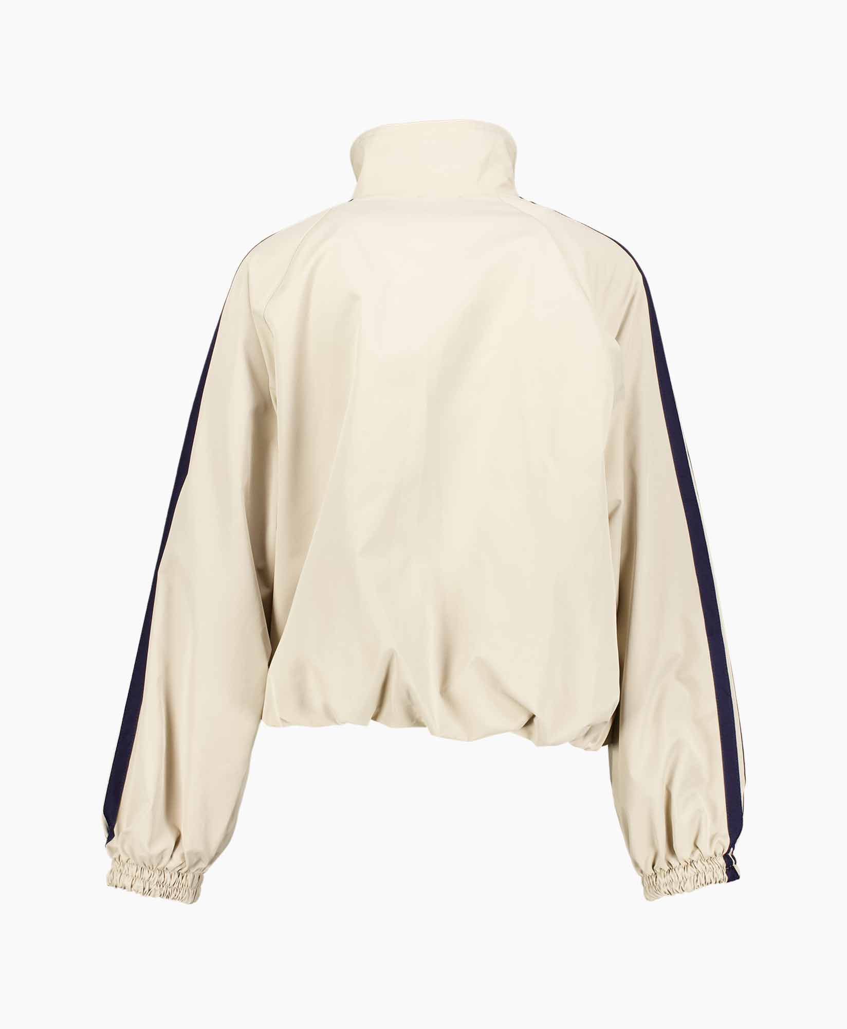 jas, windbreaker, beige, ritssluiting, gestreepte-mouw