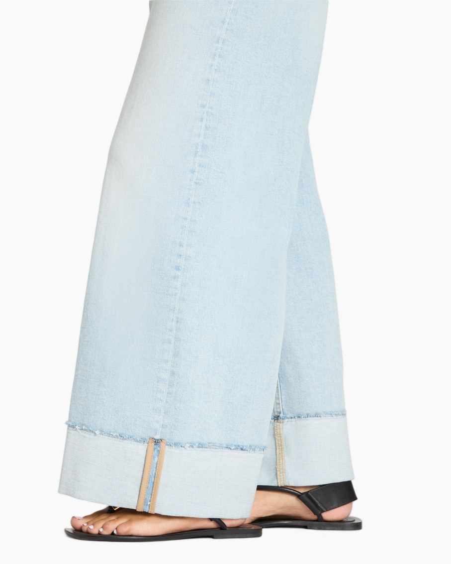 denim,  jeans,  wide-leg,  cropped hem,  sandals