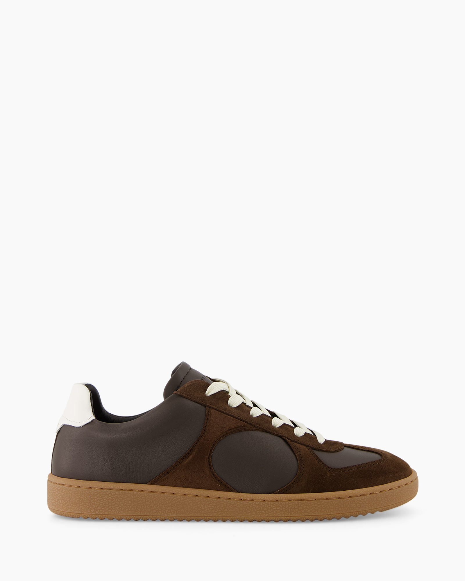 schoen, sneaker, bruin, leer, rubberzool