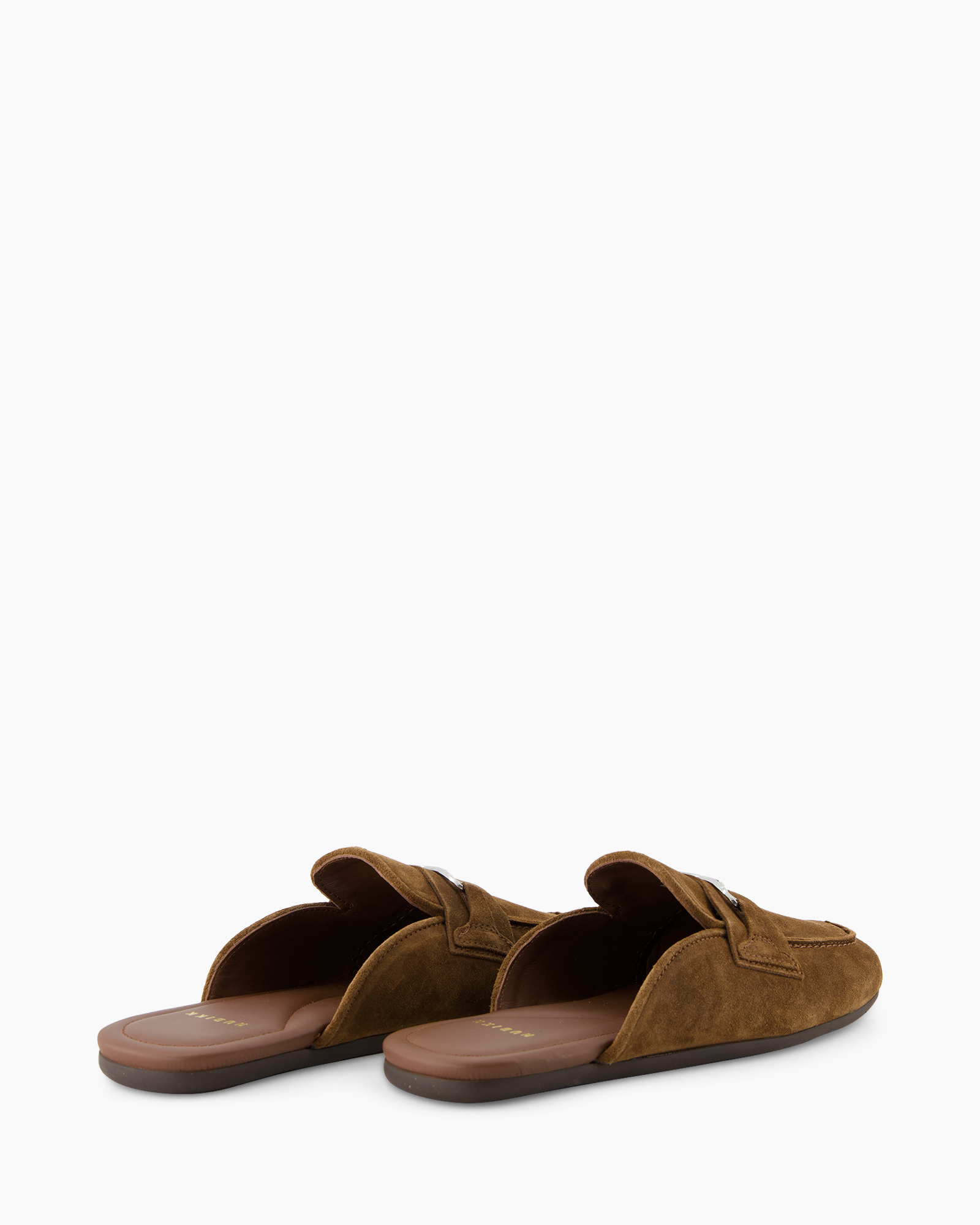 slippers, mules, brown, suede, open-back