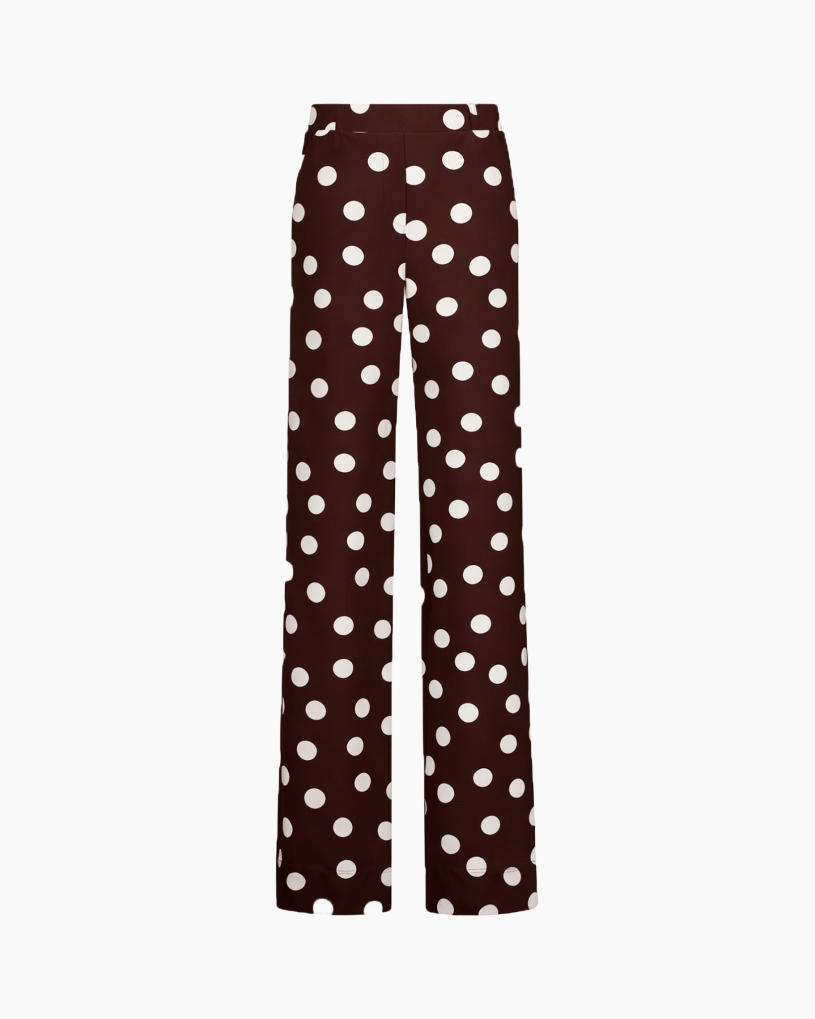 broek met polka dot, wijd uitlopende broek, bruin, broek, polyester mix