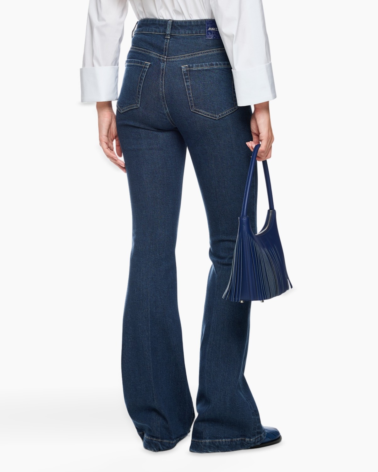 broek, spijkerbroek, flared, denim, blauw
