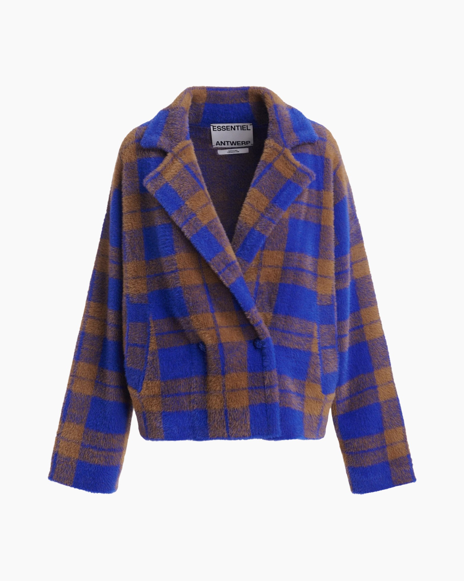 controleren, raster, nep-plaid, blazer, korte-jas