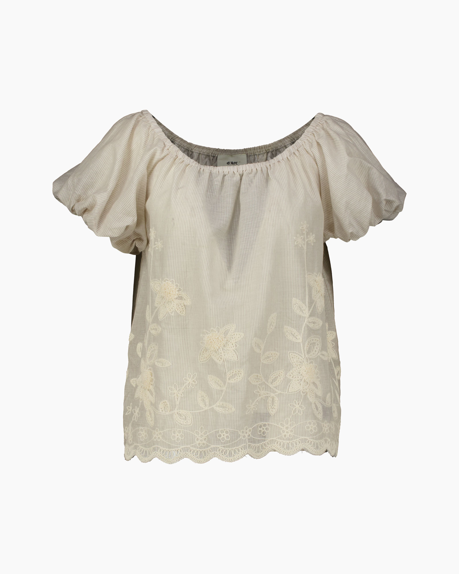 blouse, off-shoulder, borduurwerk, kanten, bloemen