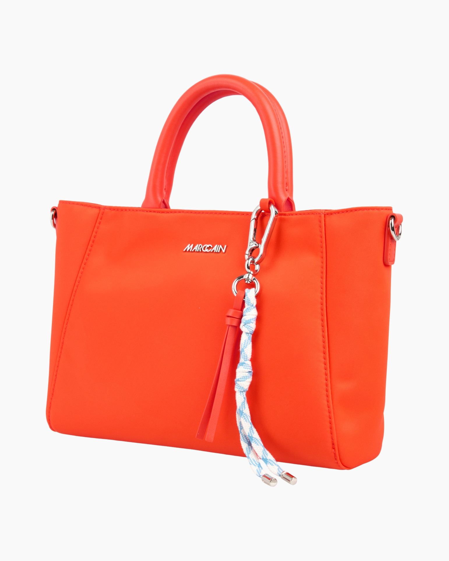 handbag, orange, top-handle, shoulder-bag, metal-accent