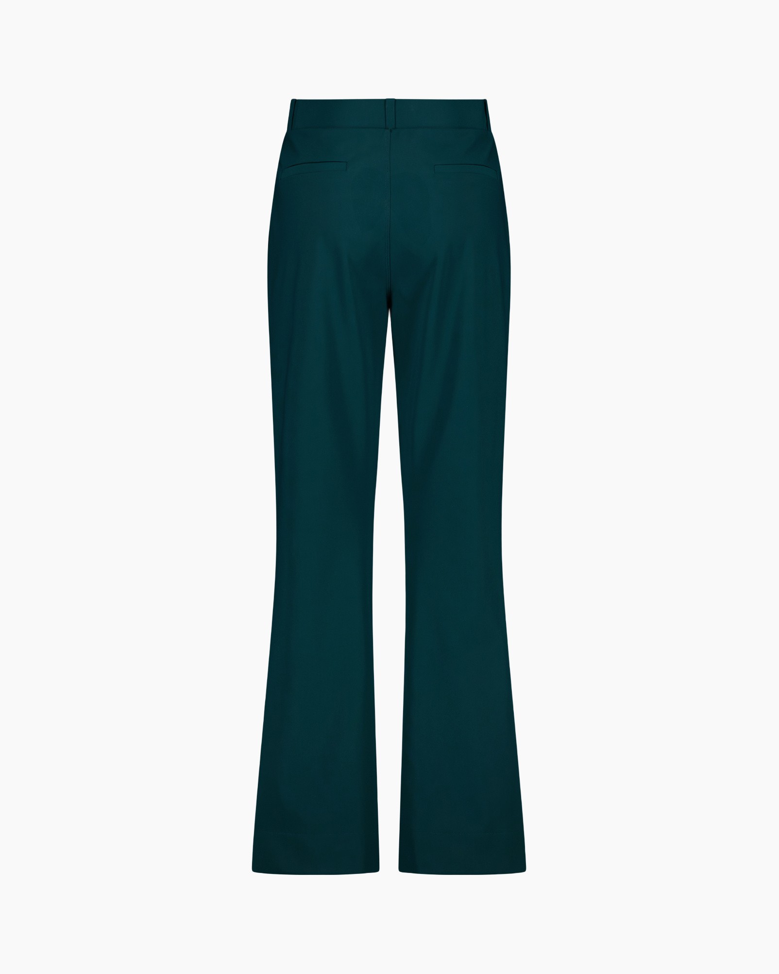 broeken, pantalon, wijduitlopend, groen/blauwgroen, middel-hoog