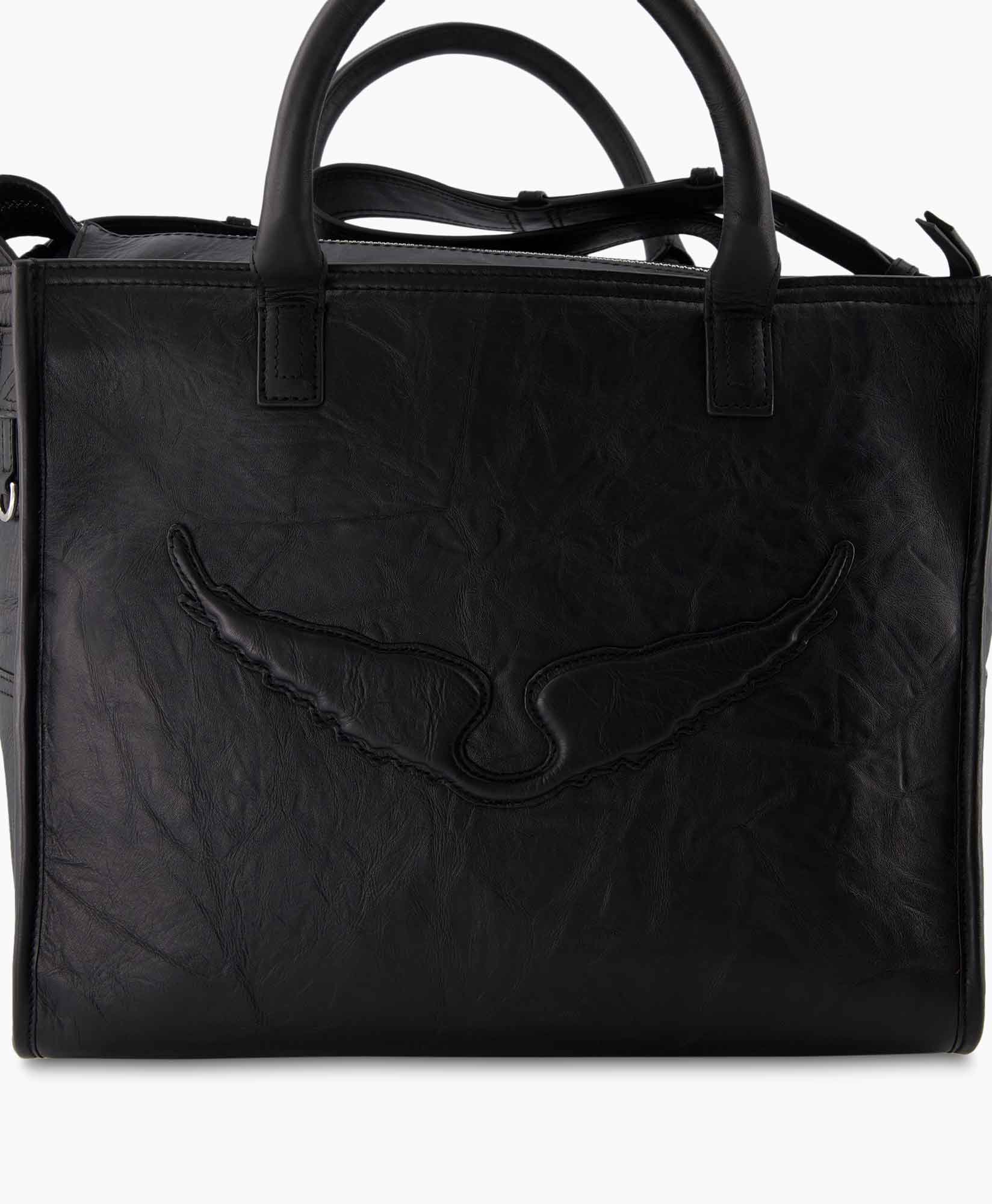 Shopper Angel Tote Wings Cow Burnish Zwart