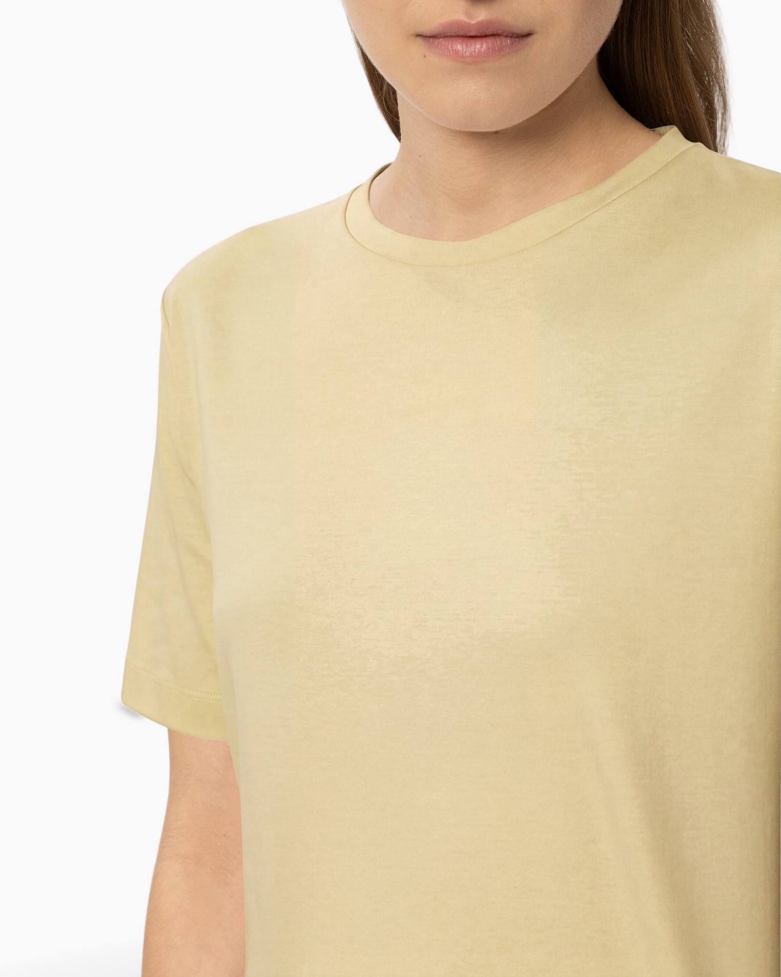 t-shirt, short sleeve, crewe hals, beige, effen