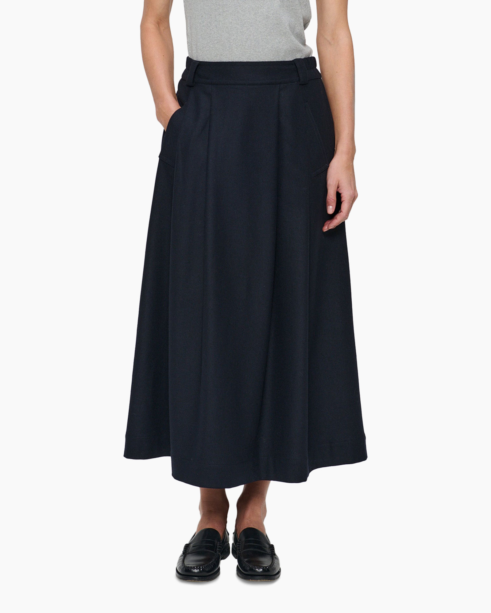 Midi Rok Elastic Shawn Skirt Donker Blauw