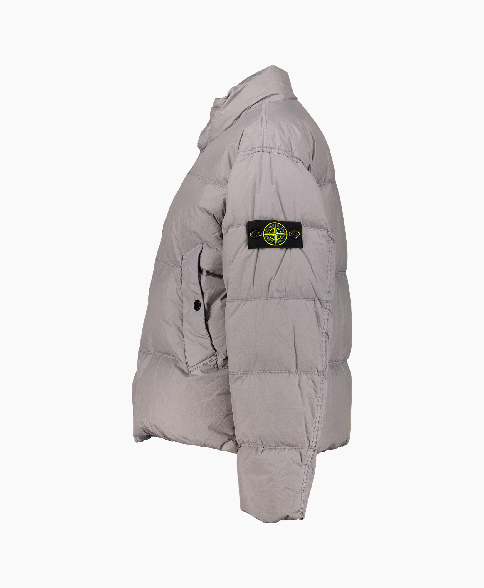 winterjas, donsj, grijs, zakpatch, logo patch