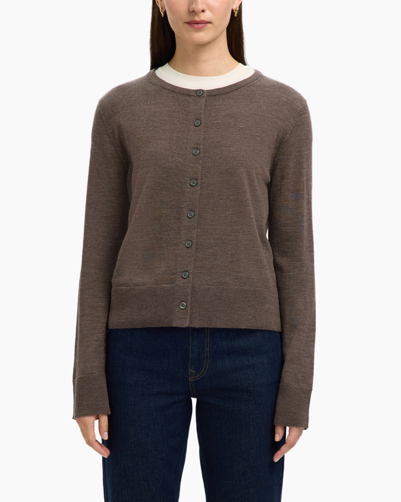 Vest Thea Ls Knit Merino Cardigan Noo Mauve