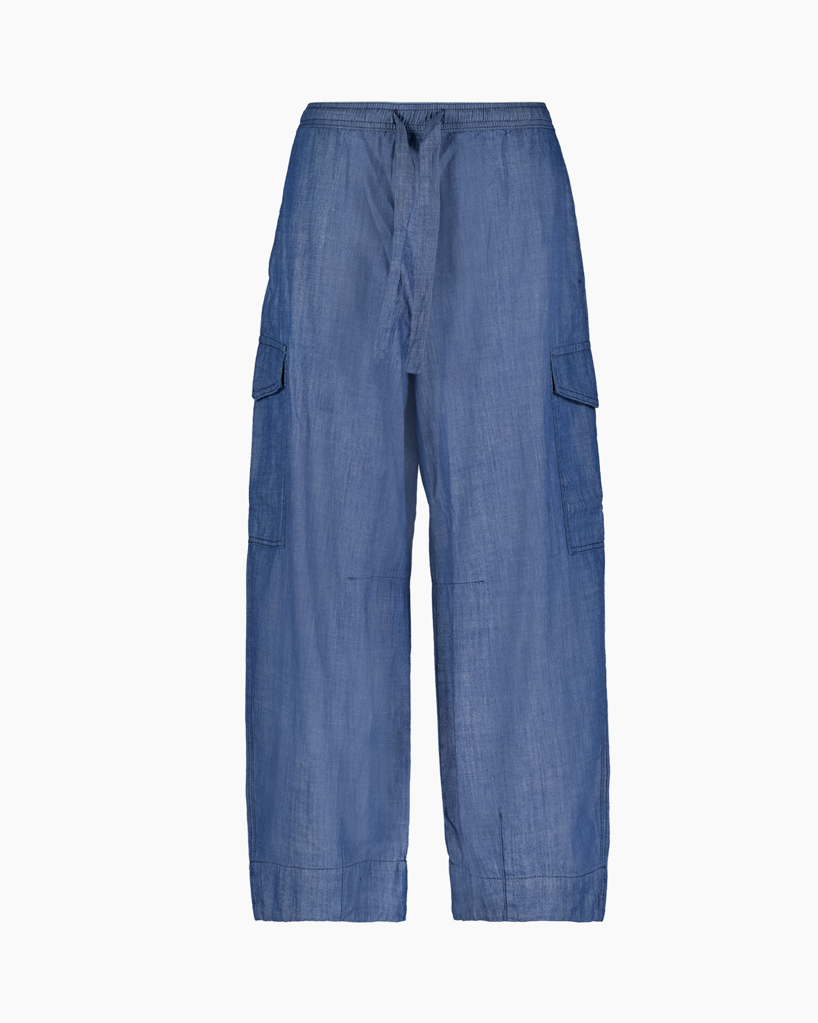 broek, cargo broek, blauw, touwkoord, losse pasvorm