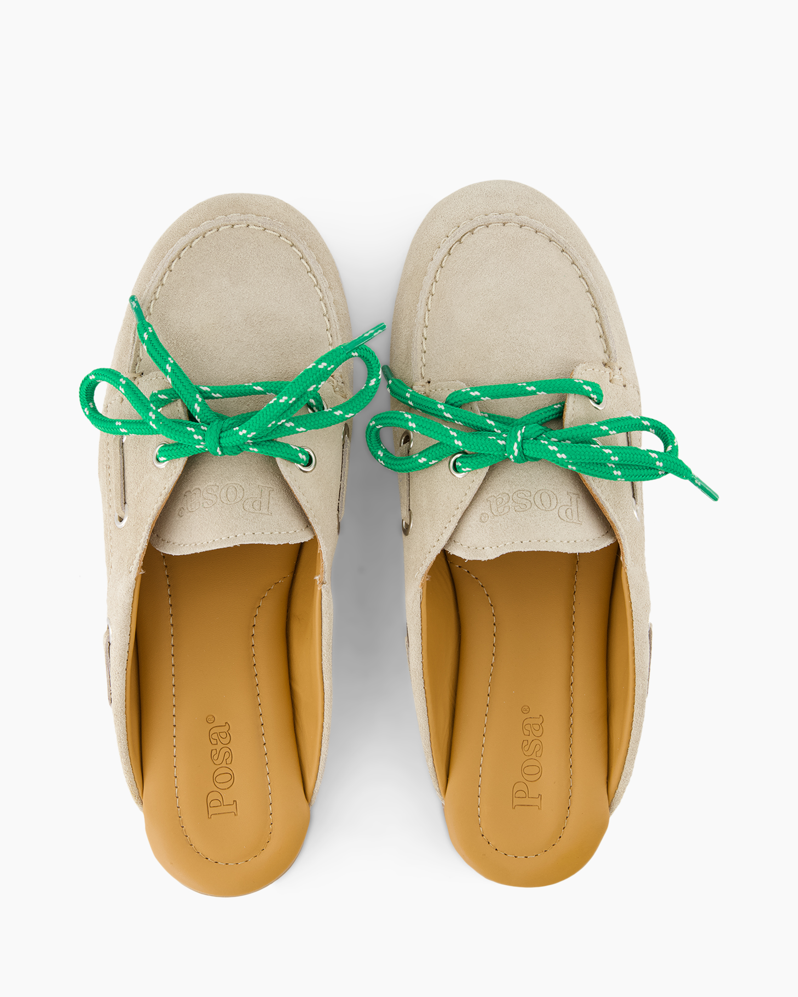 loafers, moccasins, green laces, beige suede, slip-on style