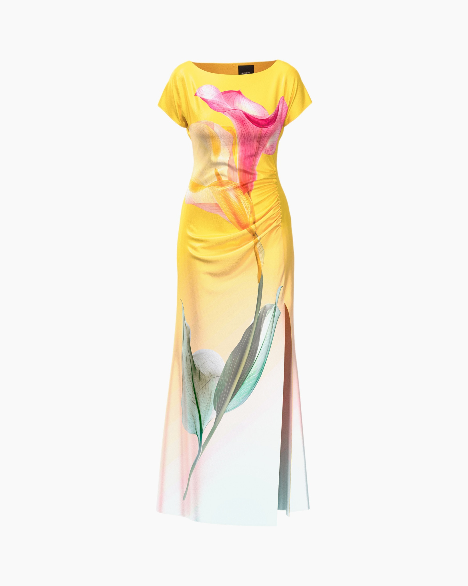 dress, maxi, yellow, floral, print