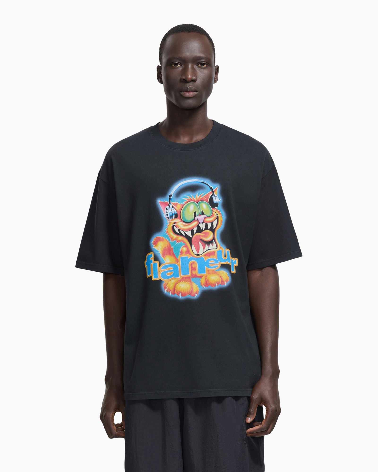 t-shirt, grafisch, korte mouwen, zwart, cartoon